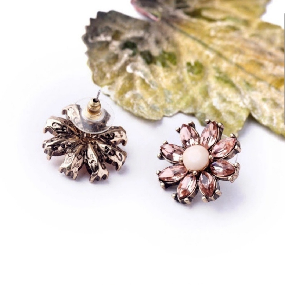 Pink Flower Stud Earrings